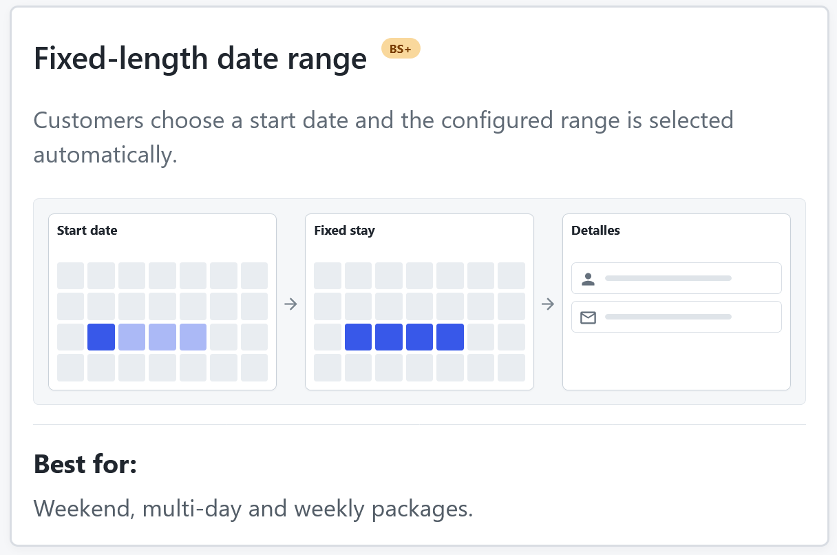 Calendar with an automatically selected Fixed-length date range