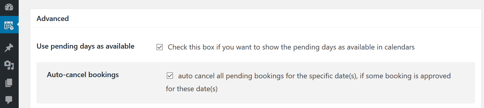 Overview Booking Calendar WordPress Plugin
