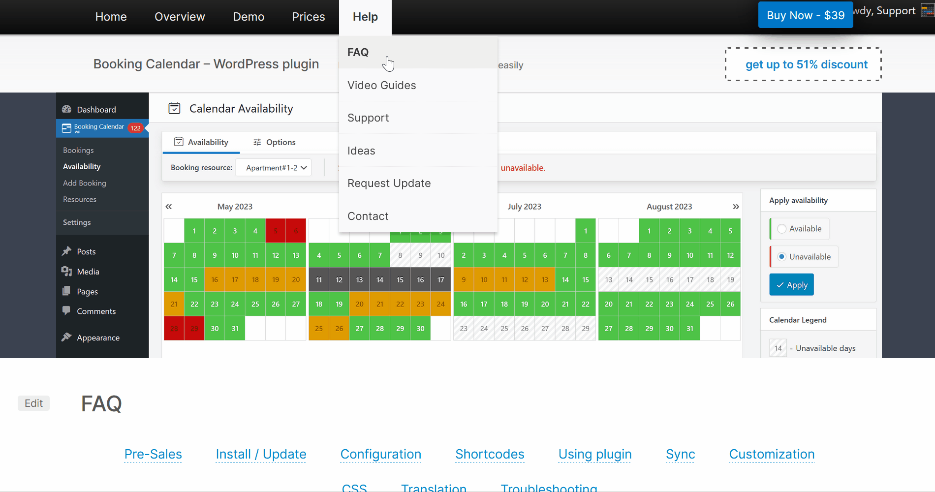 Embed the Booking Calendar Form into the page using the Elementor.