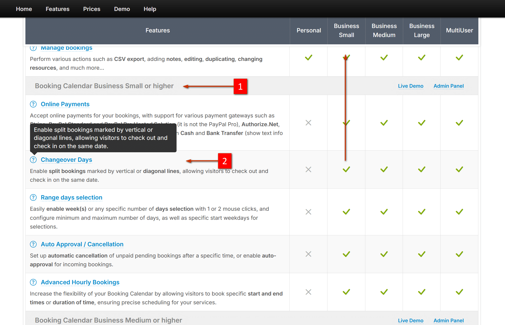 Feature of change over