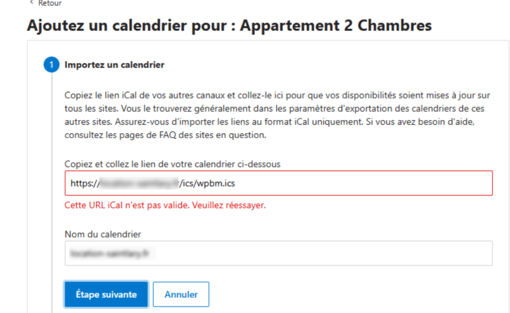 booking.com .ics error