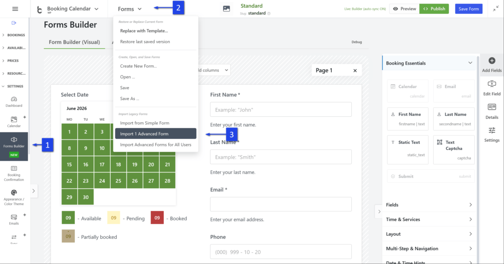 How to Import Legacy Booking Forms into the New Drag and Drop Form Builder