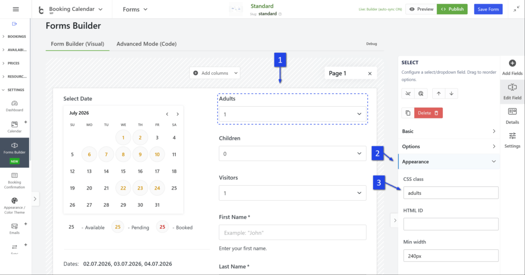 Adding Field and configuring CSS classes