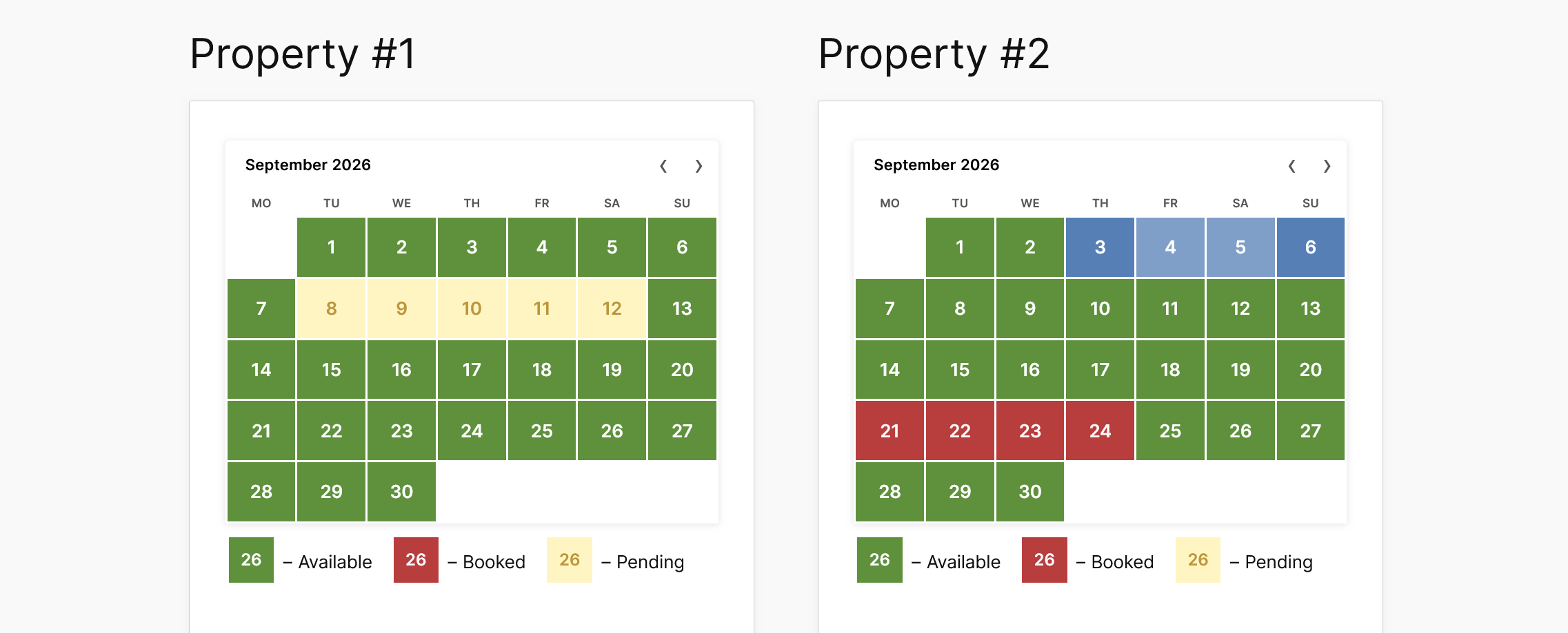 WP Booking Calendar - Several  Calendars